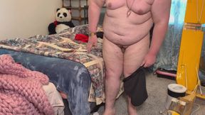 Homosexual Guy Drying Off After Douche