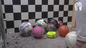 Soccer balls under metal heels 8