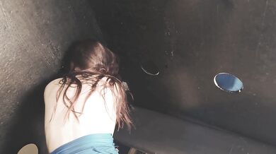 Wife giving blowjobs to strangers in a gloryhole!