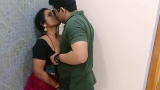 Indian babe with natural boobs has fun with her partner