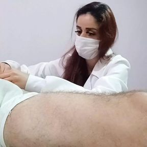 Nurse and aesthetics observes patient&#039;s erection