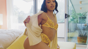 Petite black Alexis Tae posed naked after babe exposed hot body in lingerie