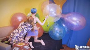 Q844 Mariette pops all Stashia's big balloons - 480p