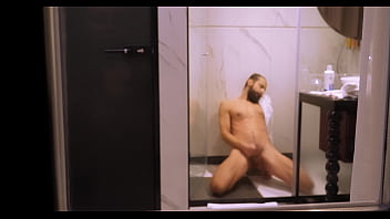 I secretly filmed a guy having fun in the shower after workout