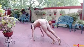 Sexy Guy Practicing Outdoor Handstand