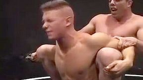 Military muscled guys serve each other