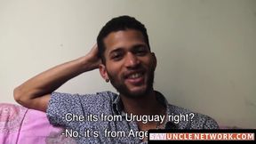 SayUncleNetwork.com - Cute Latin dude's gay anal introduction and cum swallowing