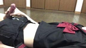 Sailor suit cross-dressing masturbation