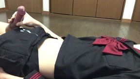 Sailor suit cross-dressing masturbation
