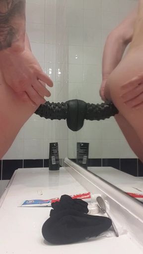 Huge 12inch black dildo ride