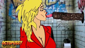 White Wife Sucks Big Black Cock in Dirty Public Toilet. Wife Blowjob BBC Glory Hole
