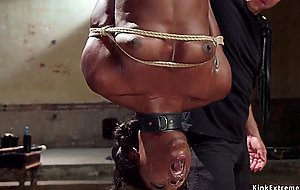 Gimp slave fucks ebony trainee