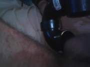 Vacuum cleaner sucks my balls and cock at the same time nice pre cum