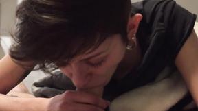 ”Sexy Kitchen Blowjob Unleashes Cumshot In Her Mouth”