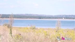 Redhead Sofia Santana gives blowjob and rides tool at San Juan reservoir