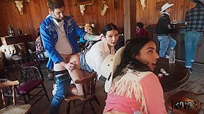 Audrey Black, Bailey Blaze And Claire Black - Western Bar Night Foursome Chaos