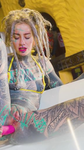 I Fuck Myself in the Bathtub Anal Until I Squirt - Anuskatzz Solo Female Masturbation with Dildo