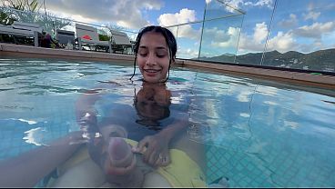 MY BUSTY WIFE GIVES ME A BLOWJOB BY THE HOTEL POOL WHILE PEOPLE WATCH US&mdash_YASMINA KHA.