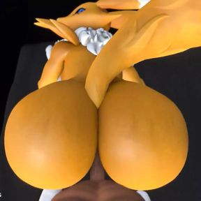 Renamon fucked hard in the ass in the  hotel