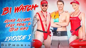 Adira gets rough rodeo-style sex by two muscle men at once, no gentleness allowed