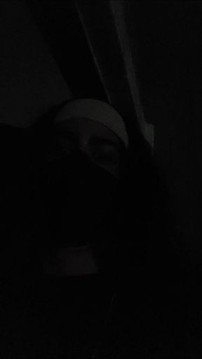 Crossdresser public walk wearing leather pants