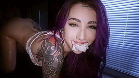 Purple Haired Babe Gets Covered In Oil , Massaged And Fucked Hard With Will Tile And Val Steele