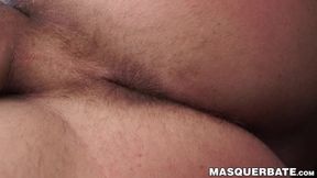 Hunk wanks his dick and fingers his asshole
