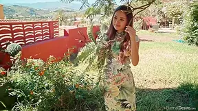 Relaxes Sitting Under The Trees & Touching Herself! With Li Moon