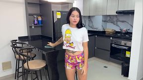 Latina beauty seduces plumber apprentice for anal creampie