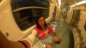 Beauty tranny Violett Pigtails public