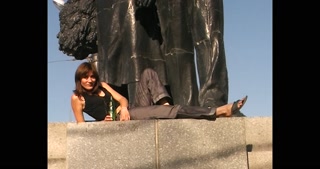 Extreme pissed on a communist monument