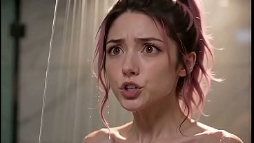 AI Generated Elf Viking goddess Seduction: Pink Hair Pole Dance &amp_ Shower Kiss