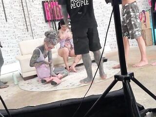 behind the scenes on a ANAL pornshoot - live in a porn studio with Anuskatzz and Morea Ebony