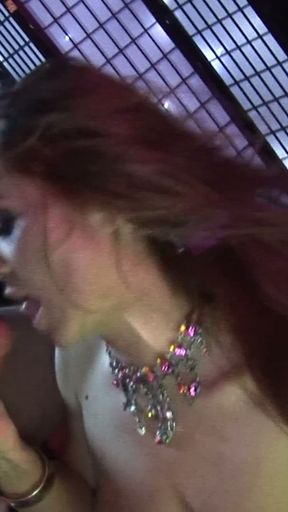 Busty Pole Dancers in Fishnets Get Anal Fucked on the Strip Club Stage