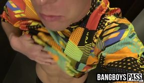Jock films himself in bathroom before stroking his big dick