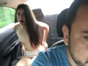 beautiful journalist changes clothes in the back seat of the uber