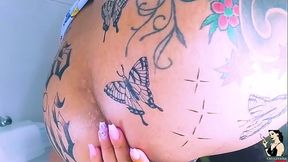 Paty Angel the tattooed redhead in the solo show with a lot of orgasm