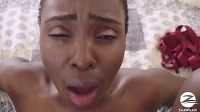 Busty black OLDER WOMAN moans during POV sex