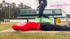 Public Park Foot Worship & Trampling
