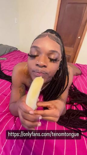 Tenomtongue sucks on banana like a pro only fans leak