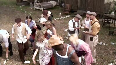 Amber Rayne, Hannah West And Kaci Star In Outdooor Gangbang