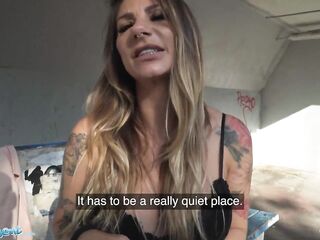 Public Agent - euro nurse transferred from different city takes cash to suck and bang big black shlong outdoors