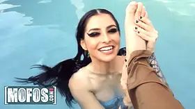 Mofos - dark haired sweetheart kaitlyn katsaros visits her hung neighbour's pool with a revealing bathing suit