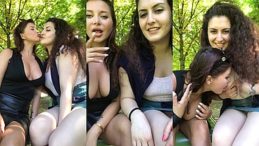 Lilimissarab and Anna Polina Flashing in Park