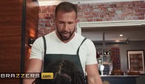 Kira Noir's Exciting Escape: A Steamy Encounter with a Charming Waiter!