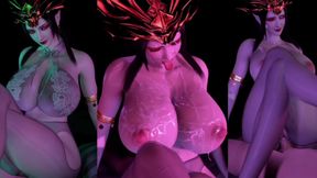 3D Huge Bobs Slut Sitting on the Big Cock