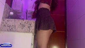 Brazilian babe rides massive dildo solo on giant console