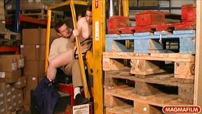 ”Horny worker gets a blowjob at work”