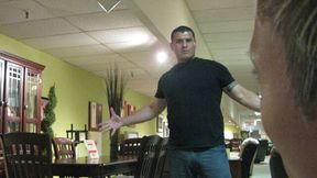 Guy shamelessly masturbates at the local shop