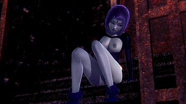Raven fingering that pussy - Titans 3D Porn